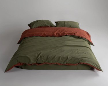 Турецкое постельное белье из вареного хлопка Limasso Essualte Stonewashed Ranforse 200 х 220 см Capulet Olive - Autumn