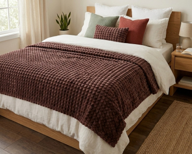 Плед-покрывало Koloco Кубик 3Д 200х230 лиловый евро