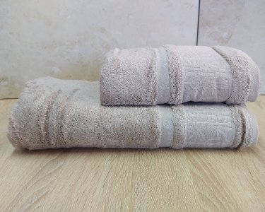 Набор турецких бамбуковых махровых полотенец Cestepe 50х90+70х140 Bamboo Aymira Dark Bej