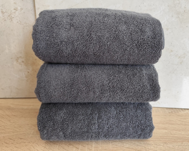 Набор турецких махровых однотонных полотенец Zeron 3 штуки 50х90 антрацит плотность 550 г/м2 низкая петля 20/2