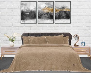 Плед-покривало турецьке ultra soft Zeron 220х240 з наволочками Зигзаг беж