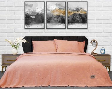 Плед-покривало турецьке ultra soft Zeron 220х240 з наволочками Камінь персик