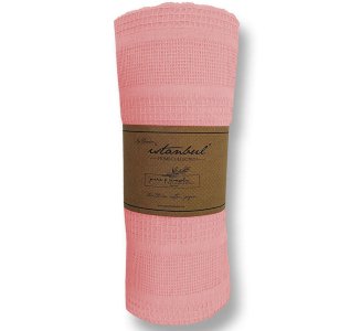 Турецкая вафельная простынь-покрывало Istanbul 210×230 см Pembe