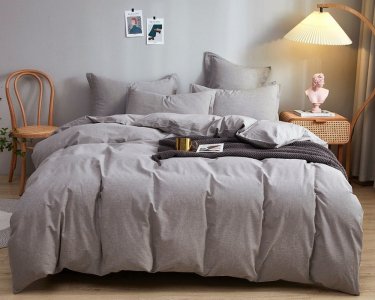 Постільна білизна Love You варена бавовна сірий євро