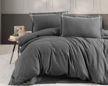 Турецька постільна білизна First Choice фланель Soprano Antracite полуторна