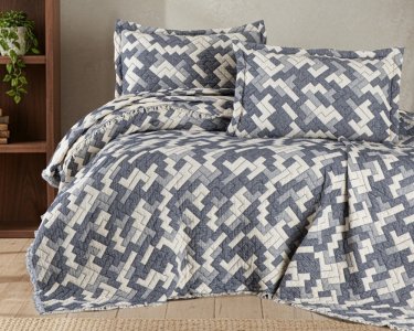 Турецкое муслиновое покрывало First Choice Blooming 240х260 с наволочками 50х70 Rodya Denim