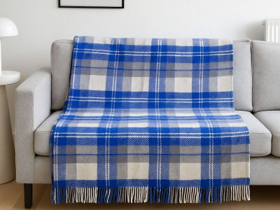 Плед шерстяной Vladi Эльф NOAH бело-серо-голубой 140х200