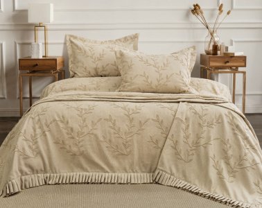 Турецьке покривало Moss 240 х 260 см Lusia Cappuccino з наволочками 55х80