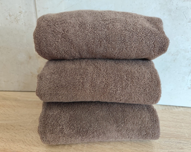 Набор турецких махровых однотонных полотенец Zeron 3 штуки 50х90 коричневый плотность 550 г/м2 низкая петля 20/2