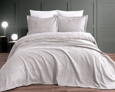 Покрывало шенилловое Modabox 240х260 Ferda Krem с наволочками 50х70