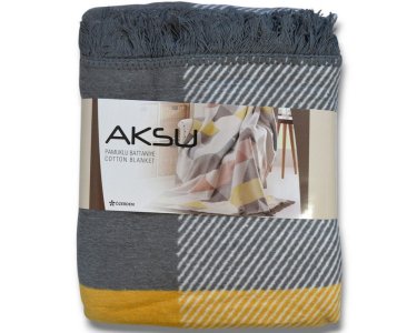 Турецкий хлопковый плед Aksu Layka Sari 180×220
