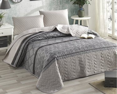 Покрывало стеганое EnLora Creative Gri 200х220 с наволочками 50х70