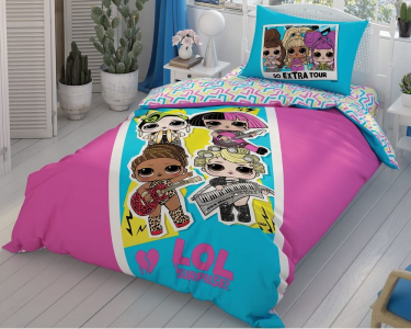 Дитяча постільна білизна ТАС Disney ранфорс 160х220 см Lol Surprise з простирадлом на резинці 100 х 200 см
