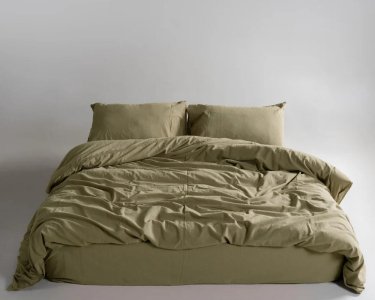 Турецкое постельное белье из вареного хлопка Limasso Stonewashed Ranforse семейное Akdeniz Yesili