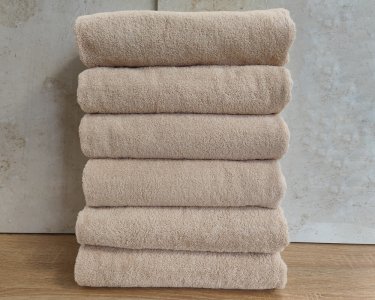 Набор турецких махровых однотонных полотенец Zeron 6 штук 70х140 Beige плотность 500 г/м2