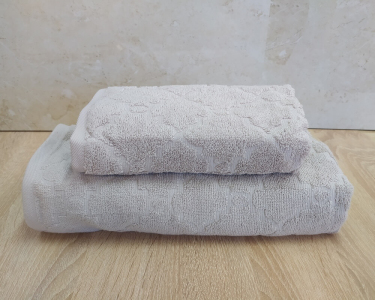 Набір турецьких махрових рушників 50х90+70х140 Gulcan Jacquard Cotton Lux Motif Light Beige