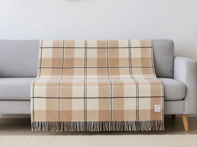 Плед шерстяной Vladi Эльф MASON бело-бежево-коричневый 200х220