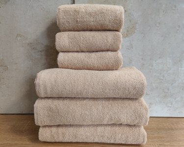 Набор турецких махровых однотонных полотенец Zeron 3 штуки 50х90 + 3 штуки 70х140 Beige плотность 500 г/м2