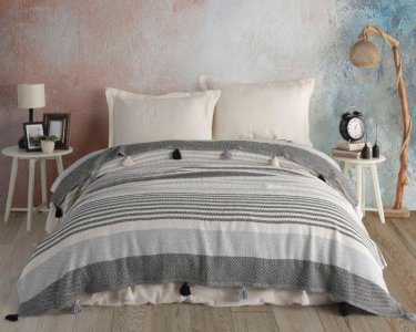 Турецкое хлопковое покрывало Moss Basil 220х240 Gri