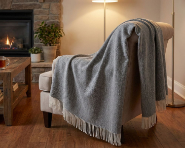 Плед-покрывало хлопковое Vladi Валенсия BOUCLE бело-дымчатое 200х220