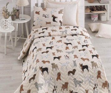 Покривало стьобане Eponj Home Havhav Krem 160х220 з наволочкою 50х70