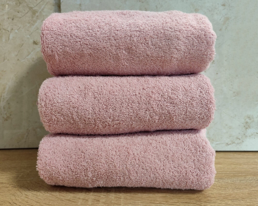Набор турецких махровых однотонных полотенец Zeron 3 штуки 50х90 Pudra плотность 500 г/м2