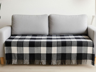 Плед шерстяной Vladi Эльф JACK бело-серо-черный 140х200