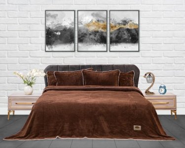 Плед-покривало турецьке ultra soft Zeron 220х240 з наволочками Полоска шоколад