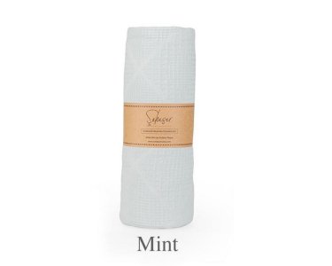Турецкая вафельная простынь-покрывало Saheser Cotton Pique 160×230 см Lavin Mint 
