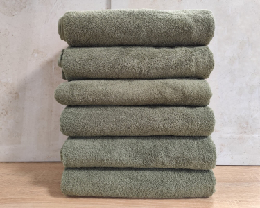 Набор турецких махровых однотонных полотенец Zeron 6 штук 70х140 Green плотность 500 г/м2
