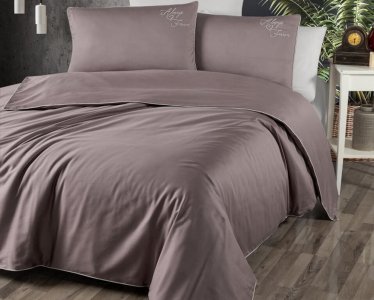 Турецька постільна білизна First Choice De Luxe сатин Timeless Lilac євро