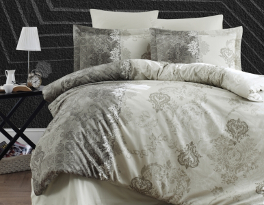 Турецька постільна білизна First Choice Cotton Satin Lona Dark green євро