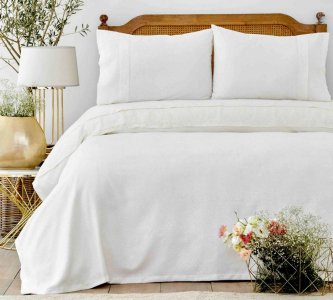 Літній комплект постільної білизни з покривалом Karaca Home Krem євро