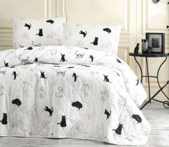 Покривало стьобане Eponj Home B&W Patte 160х220 з наволочкою 50х70