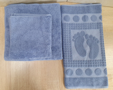 Набір турецьких махрових однотонних рушників Zeron 50х90+70х140+50х70 Blue щільність 480 г/м2