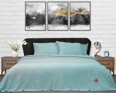 Плед-покривало турецьке ultra soft Zeron 220х240 з наволочками Камінь ментол