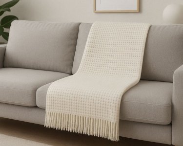 Плед шерстяной Vladi Рогожка белый 170х210