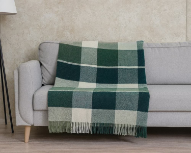 Плед шерстяной Vladi Эльф LIAM бело-салатово-зеленый 140х200