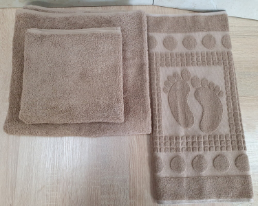 Набір турецьких махрових однотонних рушників Zeron 50х90+70х140+50х70 Kahve щільність 500 г/м2