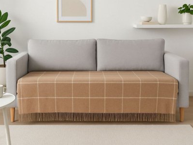 Плед шерстяной Vladi Эльф BATTLE бежево-белый 140х200