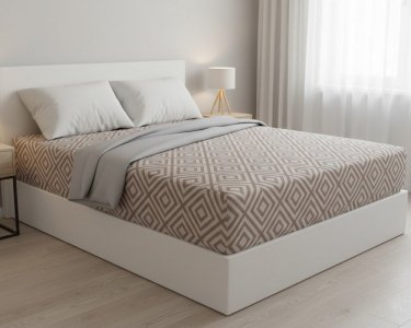 Простирадло на резинці LARA бязь ромб Bej dp11367 160х200х25