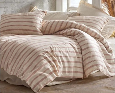 Турецька постільна білизна із вареної бавовни Saheser Stonewashed Ranforse Naturel 200 х 220 см Solaris Kiremit