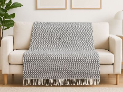 Плед-покривало бавовняне Vladi Валенсія ANTONIO біло-димчасте 140х200