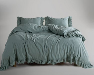 Турецкое постельное белье из вареного хлопка Limasso Stonewashed Ranforse Francesca 200 х 220 см Natural Green