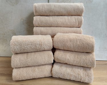 Набор турецких махровых однотонных полотенец Zeron 6 штук 50х90 + 6 штук 70х140 Beige плотность 500 г/м2