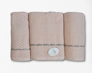 Набор турецких махровых полотенец 50x90+70х140+50x80 Pupilla Monet Pudra