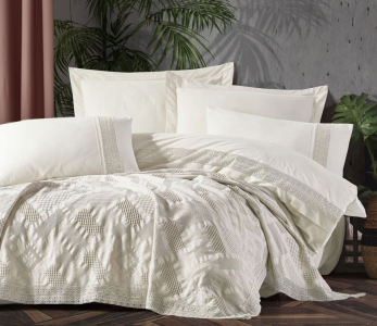 Постільна білизна з покривалом Saheser Ranforse 200х220 Freya Krem