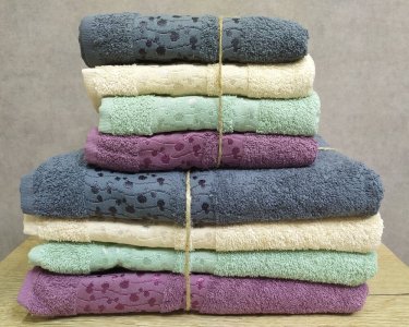 Набір турецьких махрових рушників Zeron 4 штуки 70х140 + 4 штуки 50х90 Kiraz Desen