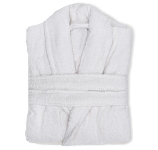 Халат білий махровий готельний Узбекистан шаль щільність 400 г/м2 петля 16/1