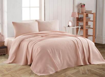 Летний комплект постельного белья с покрывалом Modalita Pudra евро